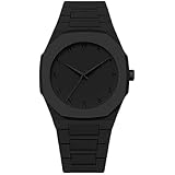Mens Analog Stainless Steel Strap Men's Aura Watch with Arabic Numerals Matte Black Minimalist Analog Trending Wristwatch (Note: This is Lightweight Watch 42 Gram and Plastic Material (urdu bk): 