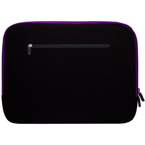SumacLife schwarz MIcrofiber Microfaser-Hülle Shock Resistant Stoßfest Pouch Notebooktasche 39,6 cm (15,6 Zoll) Notebook für Acer Aspire Style Sony Vaio Asus Fujitsu Lifebook Samsung Serie Toshiba Satellite Apple Macbook Pro HP (schwarz-Lila) - 2