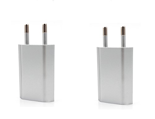 Original 2x iProtect® USB Netzteil Slim Charger für alle Kabel mit USB Anschluss in silber