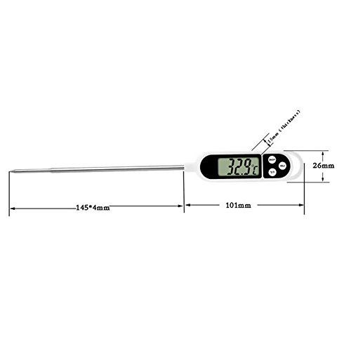 Küchenthermometer mit Display LCD Digital mit Sonde aus Edelstahl für Speisen, Getränke, BBQ etc. – Größe Grad Celsius und Fahrenheit: Min-50 °C bis 300 °C - 3