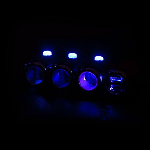 KFZ 12V/24V Auto Verteiler 5 Fach – 3x Zigarettenanzünder Adapter mit 2x USB Ladegerät 120W + Kabel 2in1 microUSB/Lightning für Handy Smartphone GPS Navigation – Ladesteckdosen LED - 8