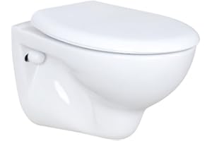 ROSENSTERN Wand Hänge-WC - Tiefspüler aus Sanitärkeramik, inkl. Soft-Close Deckel (Absenkautomatik), wandhängend & platzsparend, waagerechter Abgang, 35×36×50 cm, Weiß