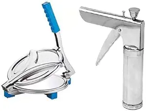 GinoSet poori Maker Press Chapati Pressing Machine Kitchen Roti Maker Machine Papad Press Machine (Multi) Size-6.5 Inch with 15 Jalis Kitchen Press
