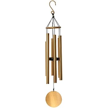 Windspiel Mit 18 Metallröhren & Schmetterlingen – 75 Cm Lang, Goldfarben – Für Garten, Balkon & Als Geschenk