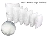 ForenTex Lot de 4 Coussins rembourrés en Fibre Souple hypoallergénique Blanc 45 x 45 cm