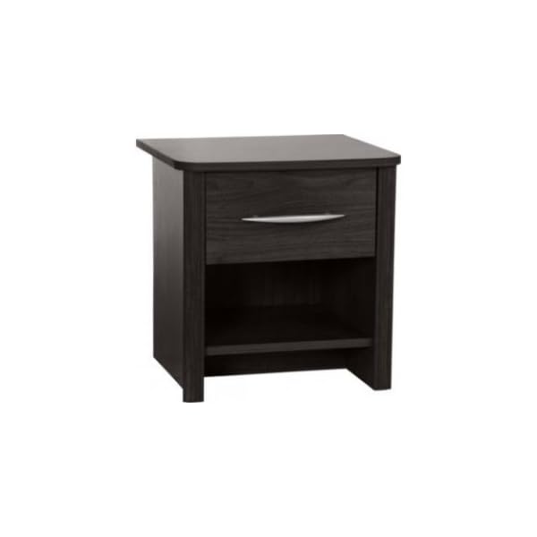 Bedside Table Black 1 Drawer Bedside Cabinet 1 Shelf Night Stand Drawer Chest