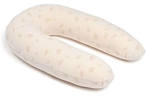 doomoo Coussin de Grossesse & d'allaitement 2 en 1 Twisty - Ultra Confort - Remplissage Microbilles Ultra-Fines - Silencieux - Made in Europe - Certifié Oeko-TEX et Bio, Petals Latte