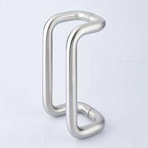 Pair Of Cranked Modern Polished Stainless Steel Entrance Entry Commercial Office Store Front Door Handlesets Timber Wood Door Pull Push Handles Double-sid0ed (300mm x 32mm Diameter)