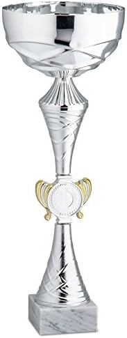 Trophy for premiazioni Sports Cup – Color Silver with Gold and Silver Plate A Meta 'Bust Cup Handmade – with Marble Base – H 27.5 cm D CM 9 – Finished – Made in Italy – Gift Idea