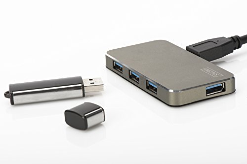 DIGITUS Design USB 3.0 Hub, 4-Port, Inkl. 5V/2A Netzteil, Aluminium, grau-metallic - 5