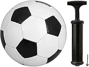 RMG VRM Sports Black & White Football Size-5 ( 1 Football) with || Pump Free || Material: Rubber