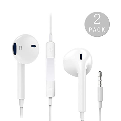 Amzuun 2 Pack Auriculares In-Ear auriculares con microfono, Cancelación de Ruido Auriculares compatible con iPhone, Android