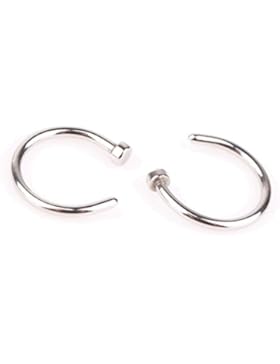 EROSPA® Nasen-Piercing-Ringe 2 Stück Schmuck Nasenring Nasenstecker Fake Hoop silber 8 mm 1 Paar