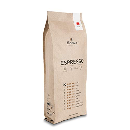 Fortezza Espresso Puro | 1kg ganze Bohnen | 100% Gourmet-Robusta | Geringer Säureanteil | Hoher Koffeingehalt | Premium-Kaffee in bester Qualität | Full City Plus Röstgrad