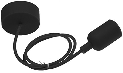 Preisvergleich Produktbild Lissek E27 Silikon Lampenaufhängung Rubber Fassung Glühbirne Lampenkabel Pendelleuchte Lampenfassung DIY Lampenhalter Lampensockel (schwarz)