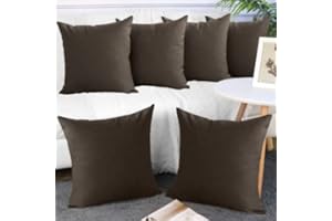 Yzpacc 6 Pack Outdoor Waterproof Throw Pillow Covers Polyester Square Garden Cushion Decorative Farmhouse Pillowcases for Patio Tent Park Couch 18x18 Inch,Coffee