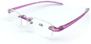 Jee mens womens designer Rimless light weight vintage fashion reading glasses with case 620(purple,+1.50)