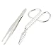 Silver Tone Stainless Steel Curved Tip Eyebrow Tweezers Trimmer Makeup Tool