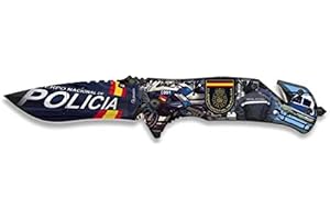 Cuchilleria Deportiva ALBAINOX- 18461-A - Navaja asistida Albainox POLICIA Nacional. Impresion 3D. Hoja 8.2 cm - Herramienta para Caza, Pesca, Camping, Outdoor, Supervivencia y Bushcraft
