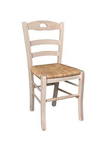 OKAFFAREFATTO MADDALONI Sedia in Legno massello Seduta in Paglia Ristorante casa già montata Legno Grezzo da verniciare Modello Lory con poggiapiedi Arrotondato