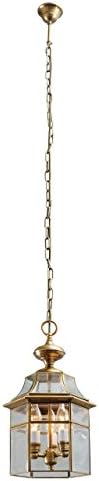 Chiaro 802010303 Antique Classic Outdoor Pendant Lantern Authentic Brass in Tiffany Style for Country House in Baroque Style Clear Glass Downlight for Porch Patio IP44 Diametre 26 cm 3 Bulb Exl, E14 3 х 4W 230V