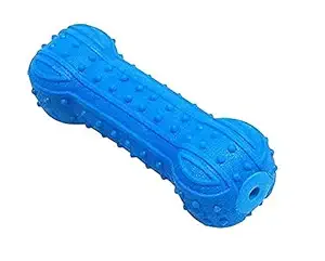 RvPaws Flex Squeak Dog Chew Bone Toy, Rubber Bone Squeak Chew Toy for Chewing for Dogs, Floating & Suitable for Pool Use (Blue)