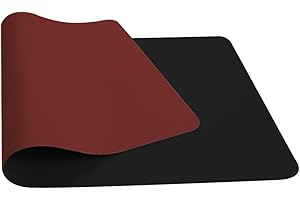 FYSARAN Waterproof Desk Pad, PU Leather Desk Blotter, Office Table Protector, Large Dual-Sided Mouse Pad, Easy Clean Laptop Desk Writing Mat for Office Work/Home/Decor, Dual-Sided (Wine red+Black, 90 x 43 cm)