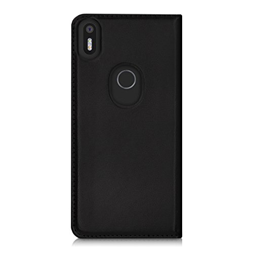 kwmobile Funda para bq Aquaris X5 Plus - Carcasa para m  vil de  Cuero sint  tico  - Case  Plegable  en  Negro 