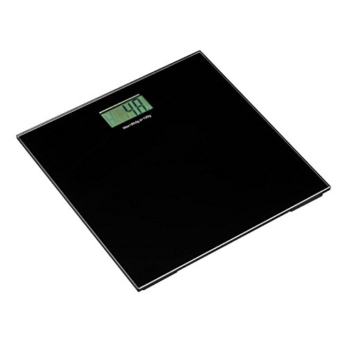 Premier Housewares Quadratische Personenwaage aus Einscheiben-Sicherheitsglas, 3 x 30 x 30 cm, schwarz