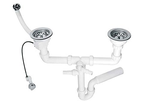 Eckspüle aus Granit VENDETTA in GRAPHIT | Einbauspüle ab 80er Unterschrank | 1,5-Becken-Küchenspüle mit Abtropffläche | Antibakterielle Beschichtung | incl. kompletter Ab-/Überlaufgarnitur + Drehexcenter + 2 Siebkorbventilen - 3