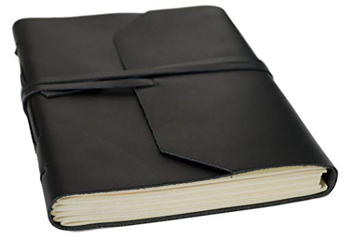Life Arts Journal en Cuir Fait à la Main Indra Noir, A5 Uni Pages