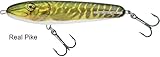 Salmo Sweeper Sinking - Jerkbait Wobbler für Hecht, Zander & Barsch, Kunstköder zum Raubfischangeln, Kunstköder zum Hechtangeln, Salmo Farben:Real Pike, Länge/Gewicht/Laufverhalten/Tauchtiefe:12cm / 34g / sinkend / 0.5m