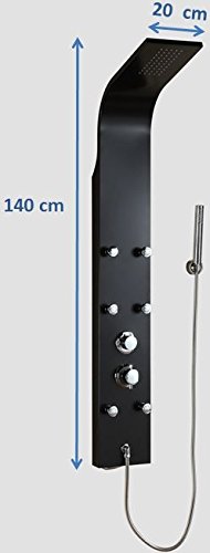 DP Grifería - Columna de hidromasaje de aluminio color negro modelo Milos