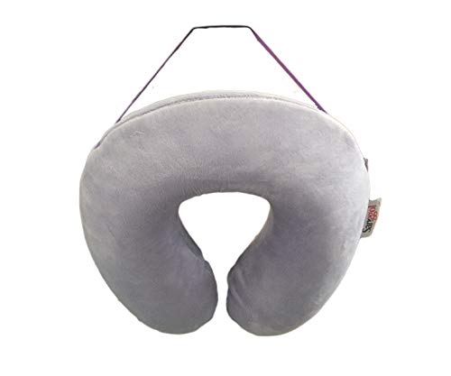 Sanggol - Almohada de viaje para cuello, espuma viscoelástica de calidad, fijación de equipaje y funda de terciopelo de lujo extraíble. (Lila)