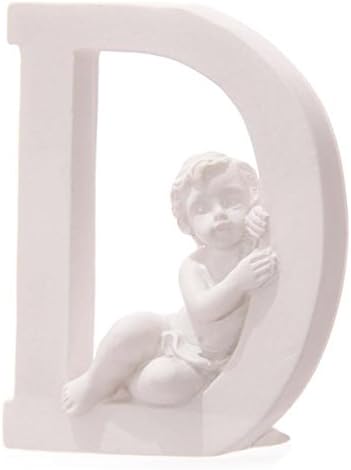 Letter D in Resin with Dolce Cherub White
