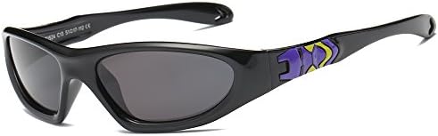 SojoS Kids Rubber Flexible Batman Polarised Sunglasses for Baby Age 3-10 SK211 with Black Frame/Grey Lens/Black with Purple Temple
