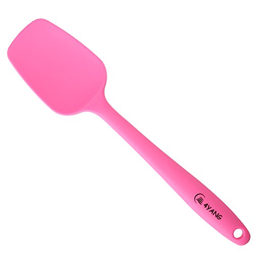 4YANG 8er Set Silikon Küchenhelfer -Perfekt zum Kochen und Backen, Küchenzubehör-Hitzebeständige Pfannenwender Turner, Schaumlöffel , Schöpfkelle , Löffel, Löffel Spatel, Spoonula, Küchenspatel, Basting Pinsel (Bunt) - 5