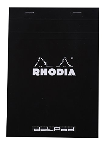 Rhodia 16601C - Bloc de notas perforados (80 hojas, A5, 14.8 x 21 cm, con puntos, 5 mm entre puntos), color negro