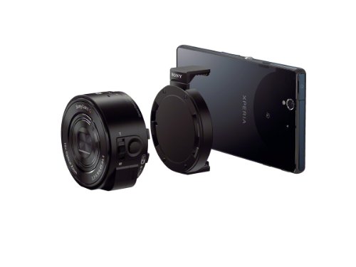 Sony DSC-QX10 Fotocamera Lens-Style per Smartphone, Sensore CMOS Exmor R da 7,76 mm e 18,2 Megapixel, Obiettivo Sony G con Zoom Ottico 10x, Nero