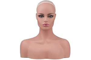 FOREVER YOUNG Professional Female Mannequin Head with Shoulders Display Bust Wigs Hats Jewellery Stand (Female Lydia Tanned)