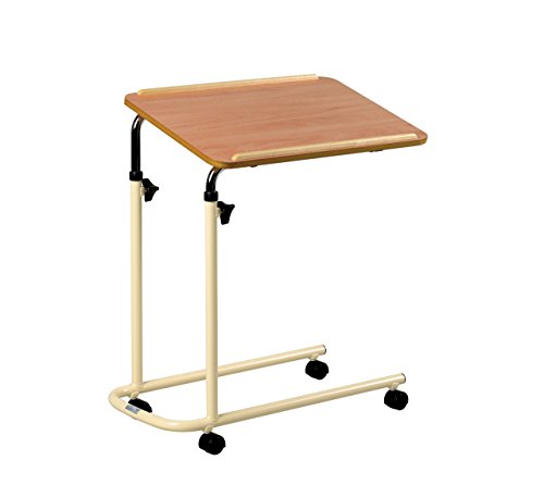 Days Overbed Table with Castors, Adjustable Height and Angle, Portable and Sturdy Laptop Desk with Wheels, Fully Adjustable Bed and Chair Table, Laminated Top, Fixed Version