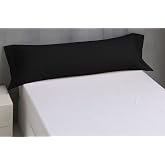 Energy Colors Textil - Hogar Pillowcase for Bed, 50% Cotton, 50% Polyester. (Black, 135 Bed, 45 x 150 cm)
