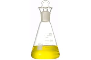 Rocwing Iodine Flask Heavy Duty Borosilicate Glass Erlenmeyer Stopper Narrow Mouth Flare Top (1 Piece 250ml)