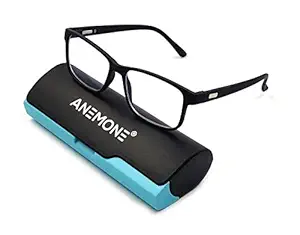 ANEMONE Unisex Blue Ray Cut Lens With Anti reflection | BLACK | Free Size | rectangle Shape