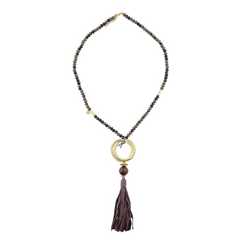 Preisvergleich Produktbild Lange Halskette mit Metallring und Fransen
