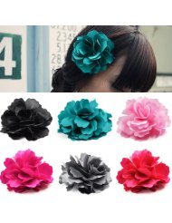 WPG Wedding Satin Hair Flower Decoration Clip Grip Pin Corsage Brooch (Rose)