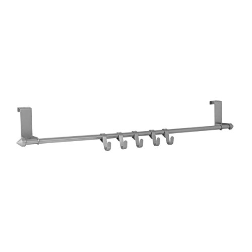 Türgarderobe mit 5 variablen Haken, silber lackiert - 2