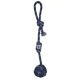 MS Petcare Cotton Rope Dog Chew Toy with 2 Knots and Ball Tug - 20 Inch for Medium to Large Dogs (Color May Vary)