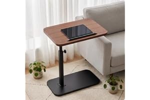 Qnbonrich 360° vridbart sidobord med metallram, (svart) | Vardagsrumsbord, nattduksbord, soffbord, sidobord för soffa med jus