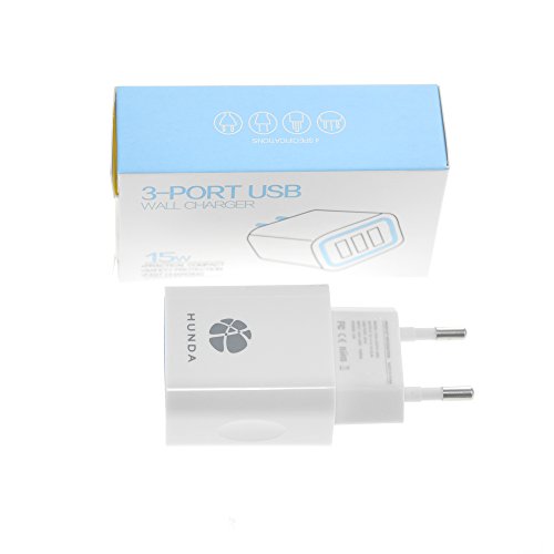 HUNDA USB Ladegerät für Apple iPhone iPad Samsung Android und Windows Geräte (Handy Smartphone Tablet) (3 port 15W weiß) - 5